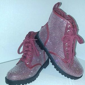Rhinestone Combat Boots